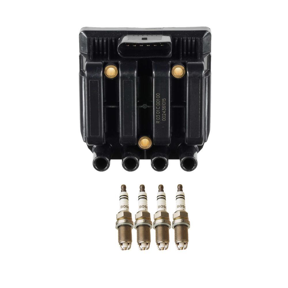 Bosch Ignition Coil  4 Nickel Spark Plugs Kit For VW Jetta 2.0 L4 AZG