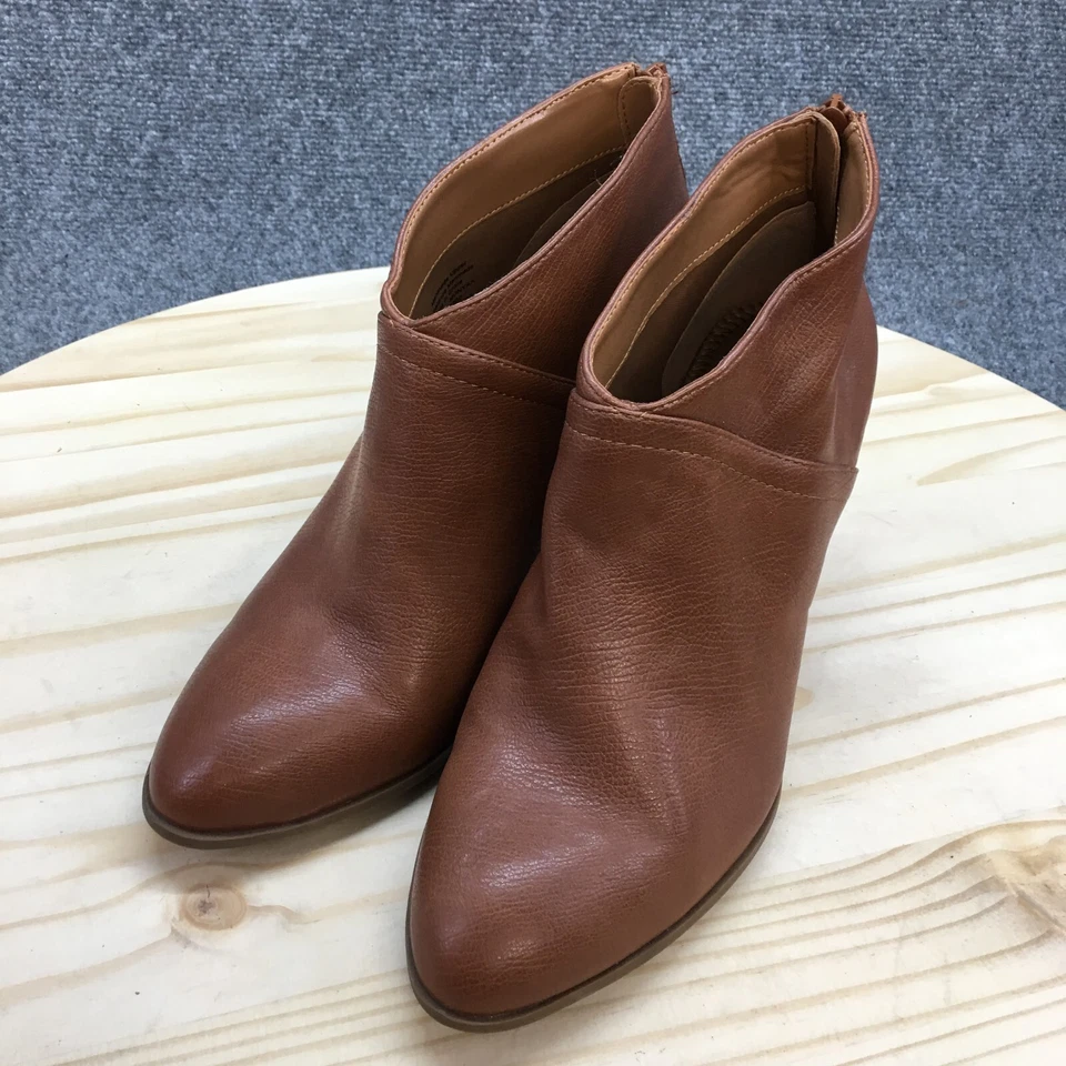 Style & Co Botas Mujer 10 M Monyaa Botines Tacones Cuero Marrón Cremallera Trasera Foto 3 de 4