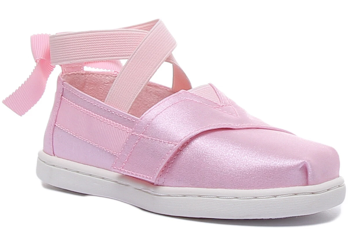 Toms Alp Ballerina Girls Ankle Strap Ballerina Shoes In Pink Size UK 5 10