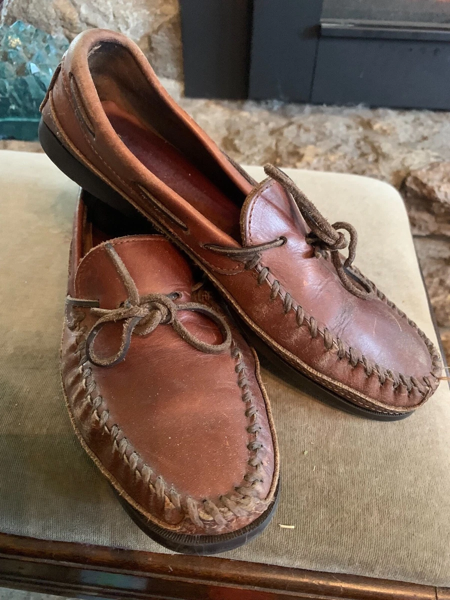 MINNETONKA Leather Driver s Moccasins Brown Size 7 1 2 Men s eBay