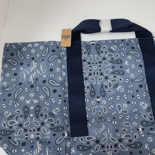 Victoria’s Secret Reversible Canvas Tote Bag Blue Print – NEW - Picture 5 of 9