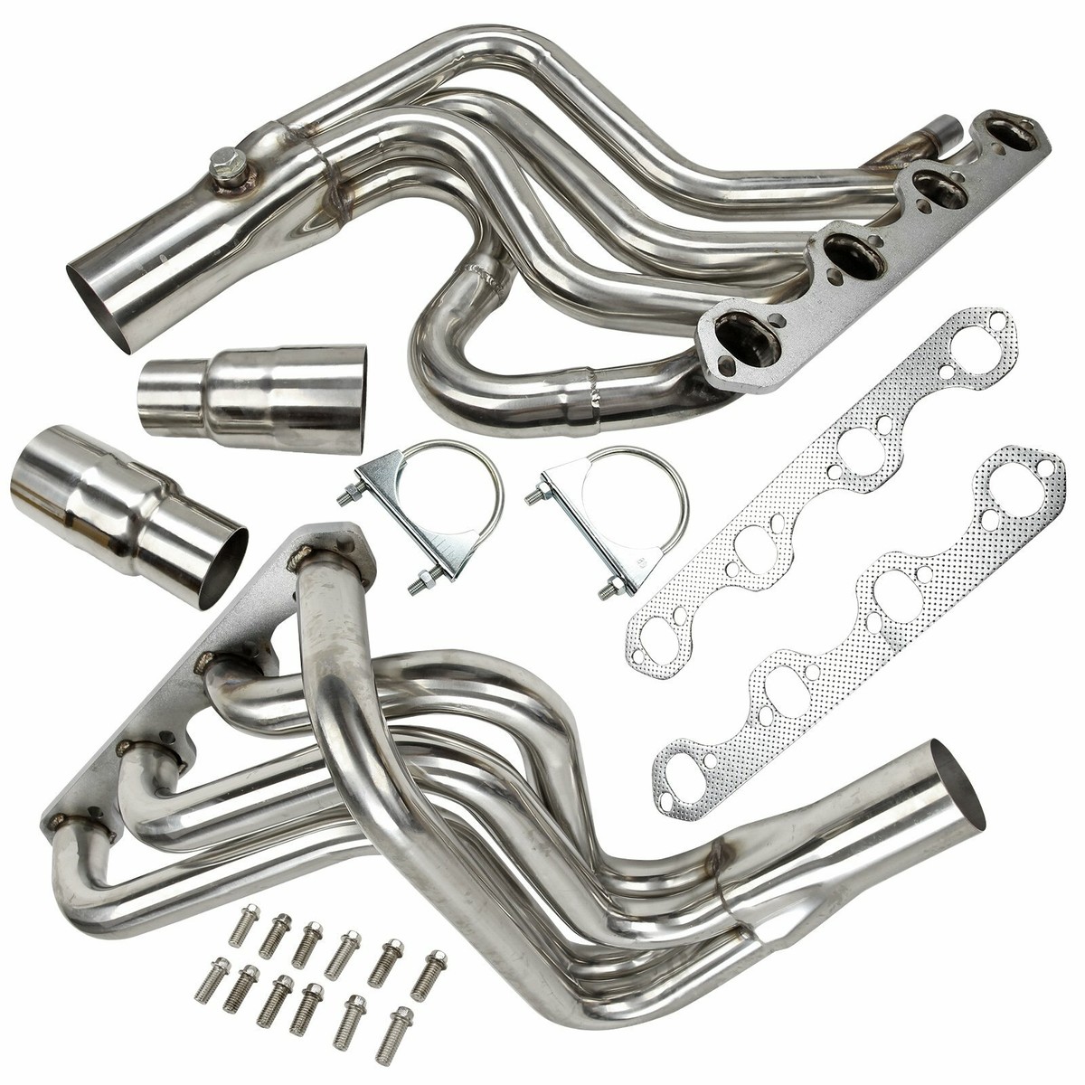 Fit Ford F150 F250 Bronco 5.8L V8 Stainless Steel Polished Exhaust Header 87-96 Fit Ford F150 F250 Bronco 5.8L V8 Stainless Steel Polished Exhaust Header 87-96