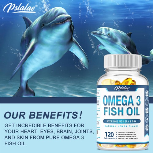 Omega 3 Fish Oil Capsules 1440mg - 3x Strength, Highest Potency - with EPA, DHA - Picture 4 of 11