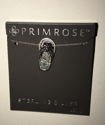 PRIMROSE Sterling Silver FLOWER FLIP-FLOP PENDANT NECKLACE NEW Tags Jewelry