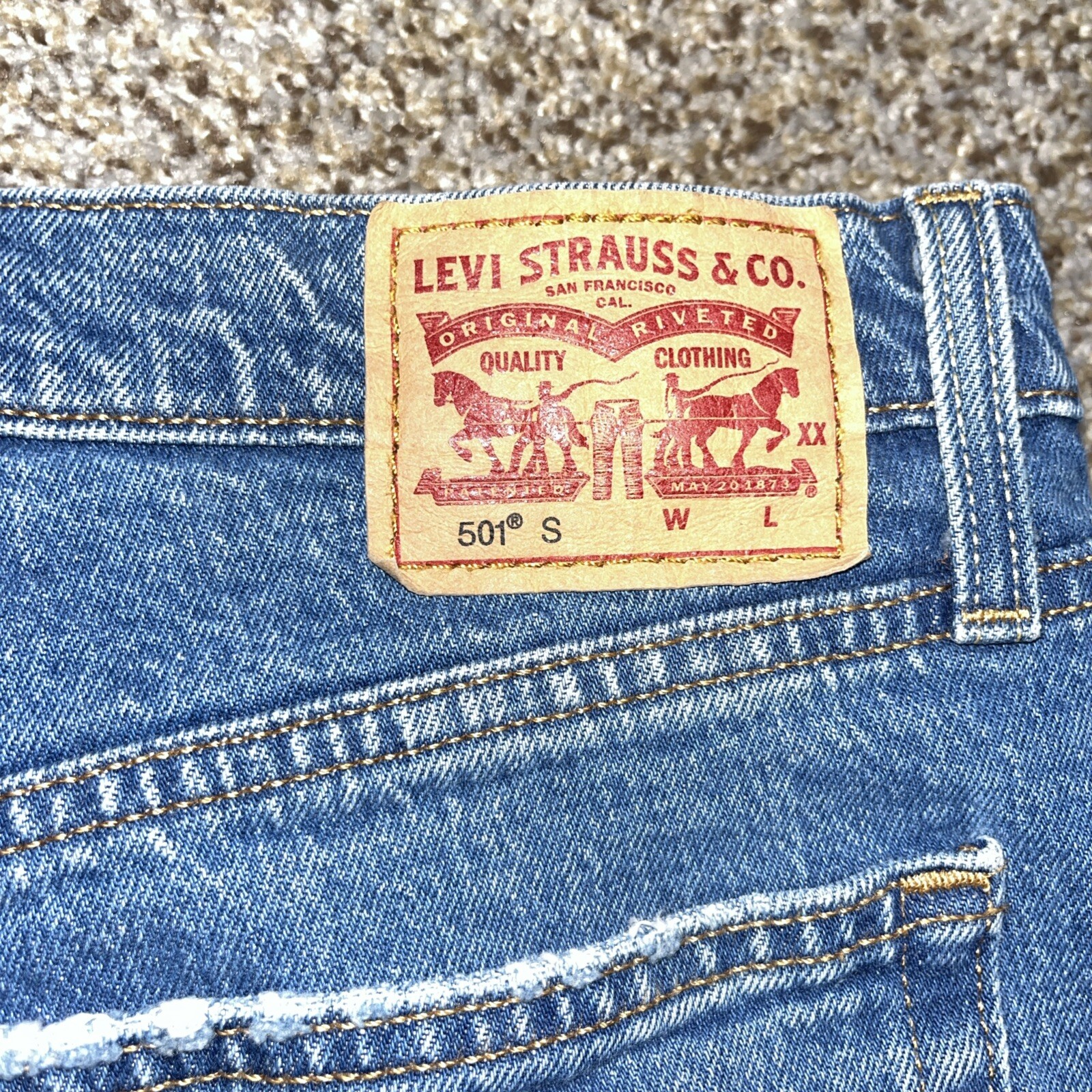 Levis 501 S Skinny Jeans Womens 31x28 (32 X 27) Button Distressed - View 19