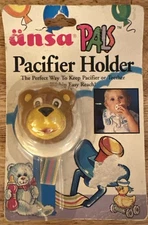 Vintage 80’s Ansa PALS Teddy Bear Pacifier Holder Original Packaging
