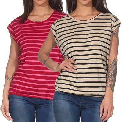 Ragwear Damen T-Shirt Damenshirt Sommershirt Shirt Top Jerseyshirt Tulsa Stripes
