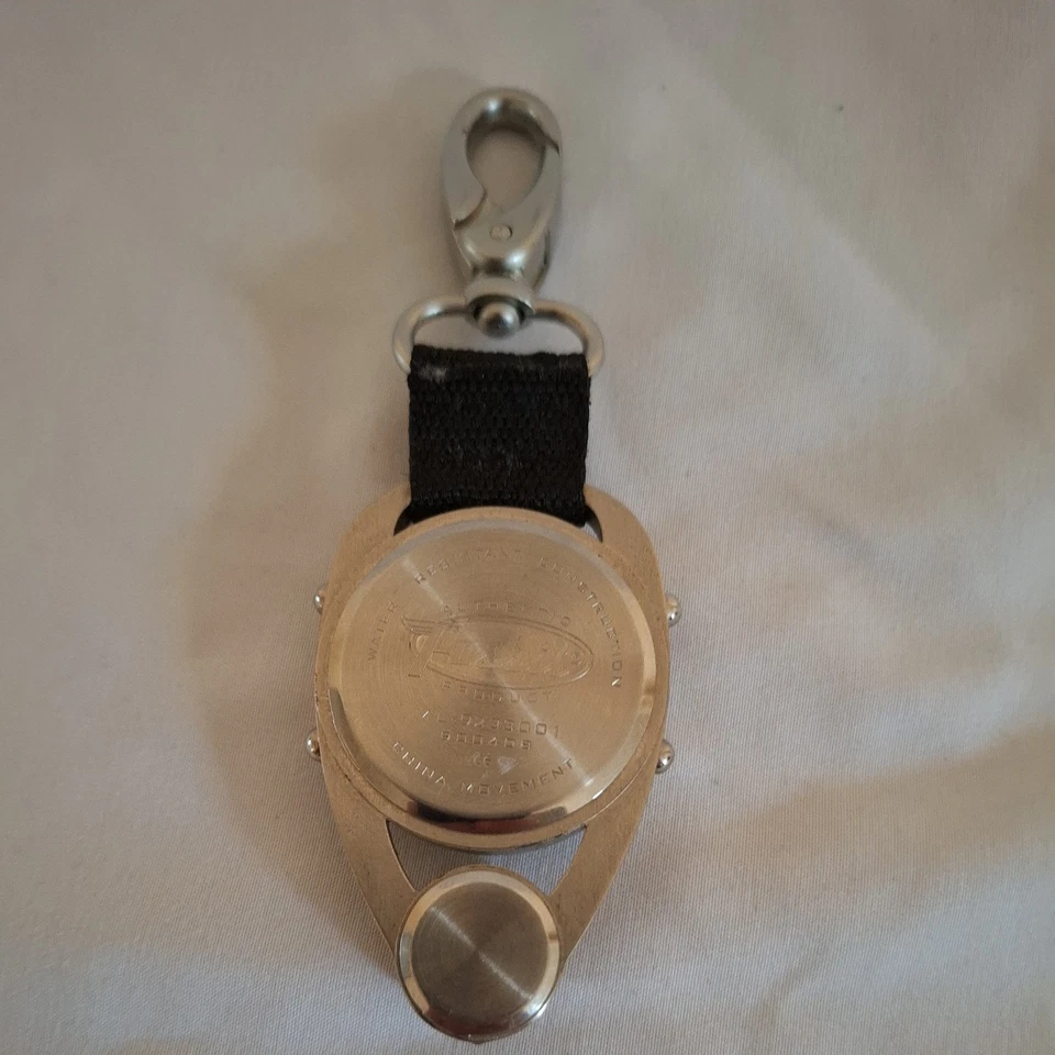 Reloj Bolsillo Digital Fossil Hombre Plata Rojo Alarma Cronógrafo A Presión Muy Raro Foto 3 de 4