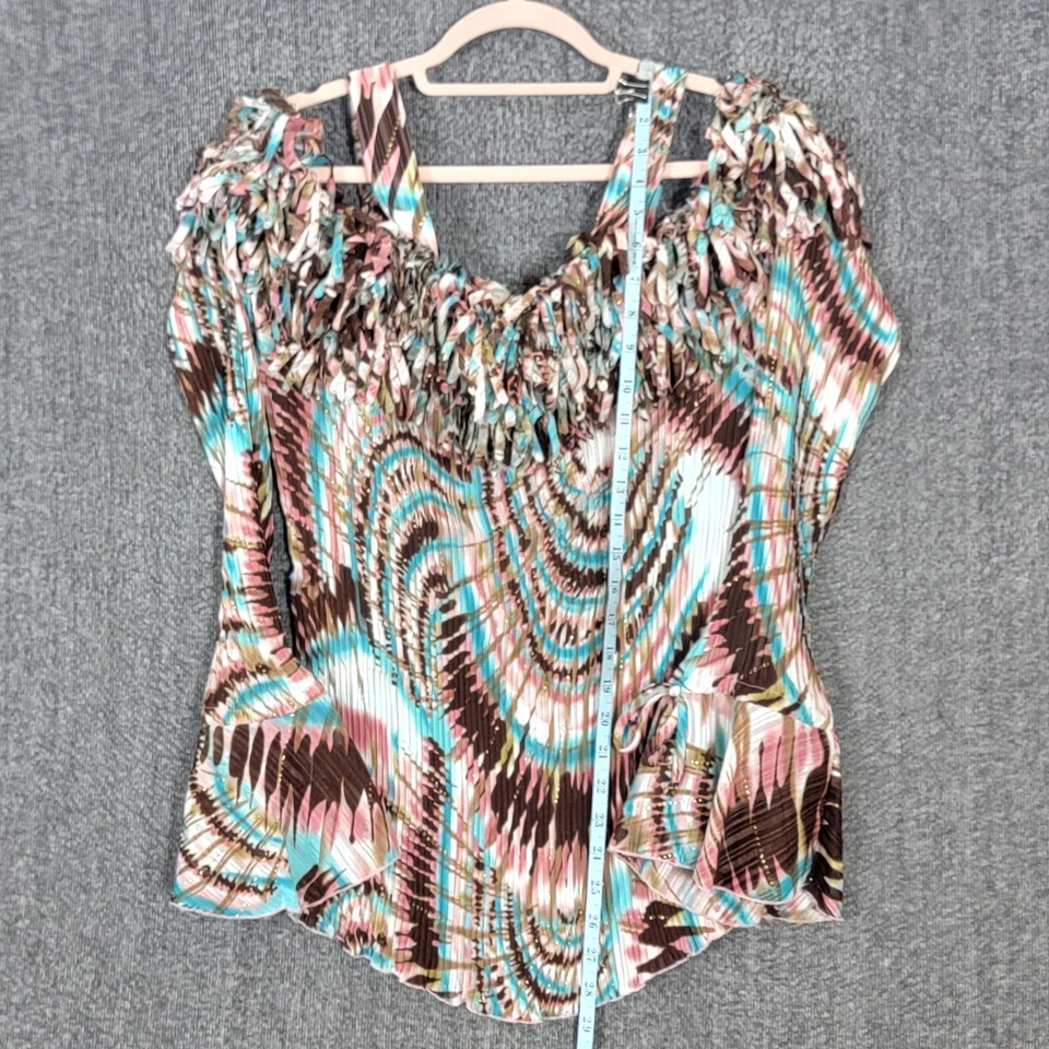 Top Kaelyn-Max II para mujer 2X Tie Dye arrugado vintage Y2K años 90 boho hombro frío Foto 4 de 4