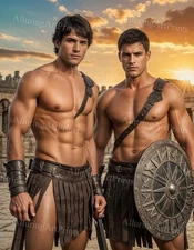 Fantasy Male Model Photo Print Muscular Handsome Shirtless Hunk  Gladiator -662D