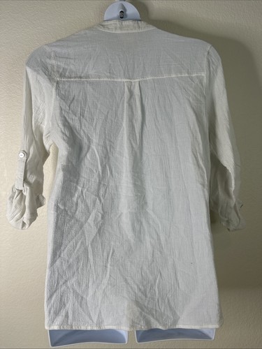 Camisa manga larga con ojales florales blancos Soft Surroundings para mujer talla XL - Imagen 4 de 6