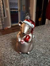 Mouse With Santa Hat Christmas Tree Ornament