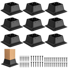 4X4 Post Base 9Pcs, Internal 3.5"X3.5" Heavy Duty Powder-Coated Steel Post Brack