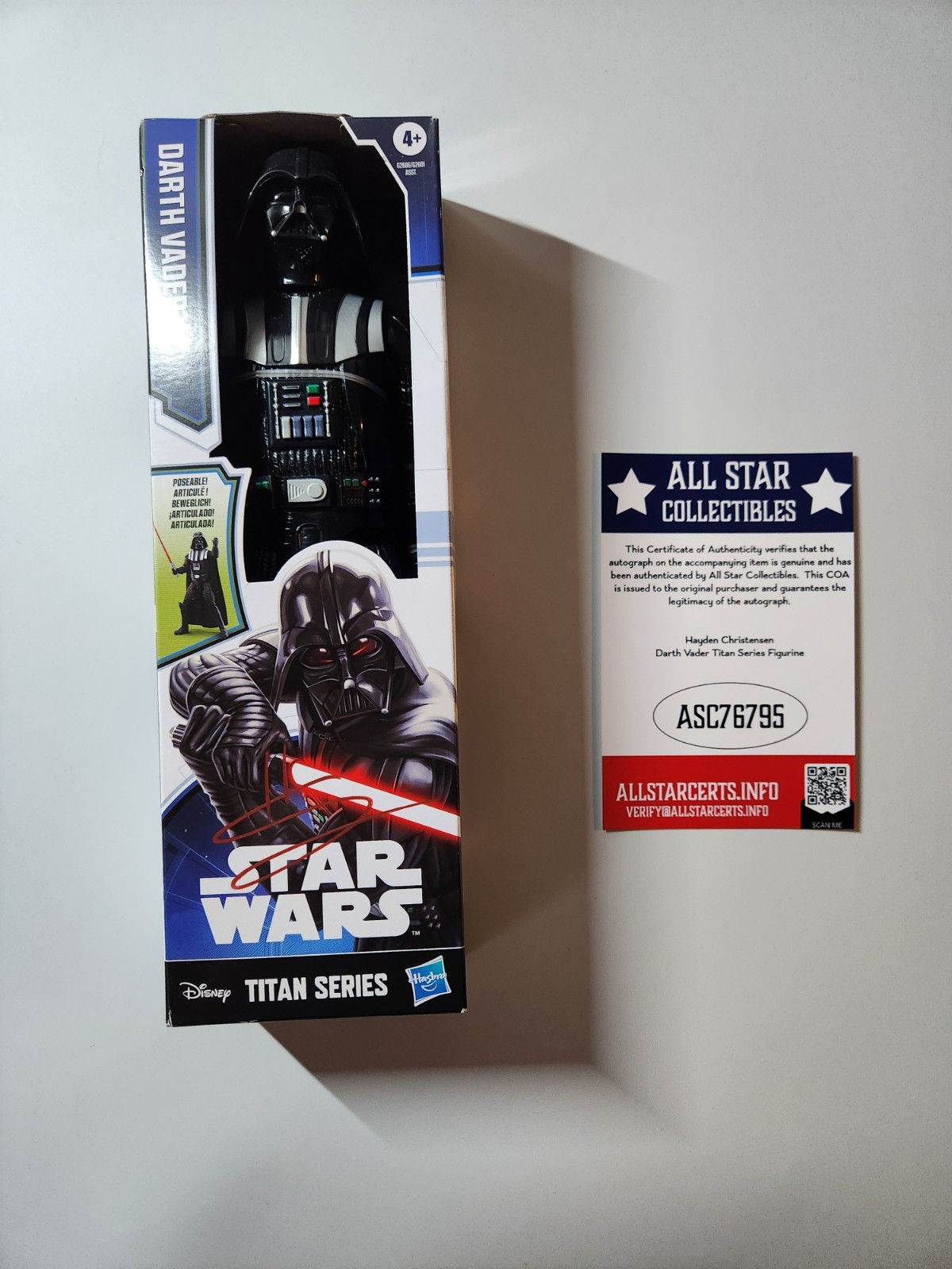 Hayden Christensen Signed Titan Darth Vader Figurinine- with COA