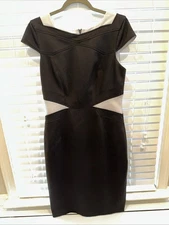 JAX WOMENS DRESS BLACK SHORT SLEEVE ZIPPER DOWN BACK FORM FITTING SIZE 10