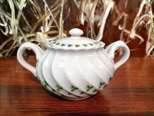 HAVILAND Limoges France TORSE Trefle Vert Kleeblatt, edle Zuckerdose mit Deckel - 第 1/5 張圖片
