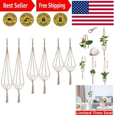 Chic Macrame Plant Hangers - 6 Pcs in 3 Sizes for Elegant Plant Displays