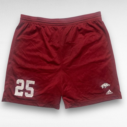 Vintage Adidas Arkansas Razorbacks Team Issue Fußballshorts rot #25 Herren Gr. XL