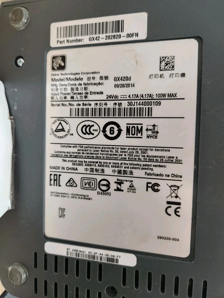 Zebra GX420d Drucker Thermo Etiketten-Drucker LAN defekt??? - Bild 3 von 3