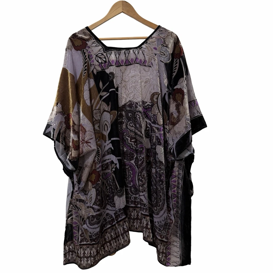 Top Kimono Chicos Terciopelo Burnout Frente Abierto Talla Única OS Púrpura Hada Caprichoso Foto 3 de 4