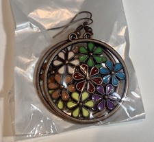 Dangle Earrings with Colorful Flowers