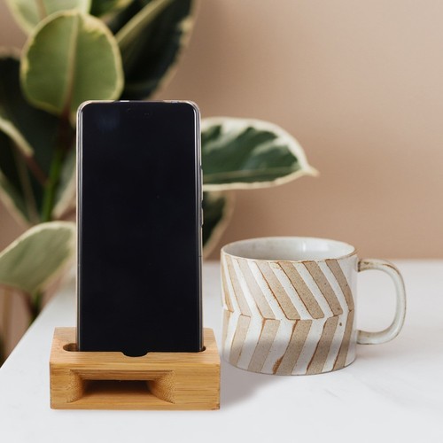 Bamboo Phone Holder for Desk Mobile Desktop Stand Cell Amplifier Office Wood - 第 5/12 張圖片