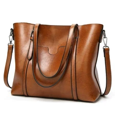High-Quality Women's Oil Wax Leather Shoulder Bag Tote and Crossbody Satchel
