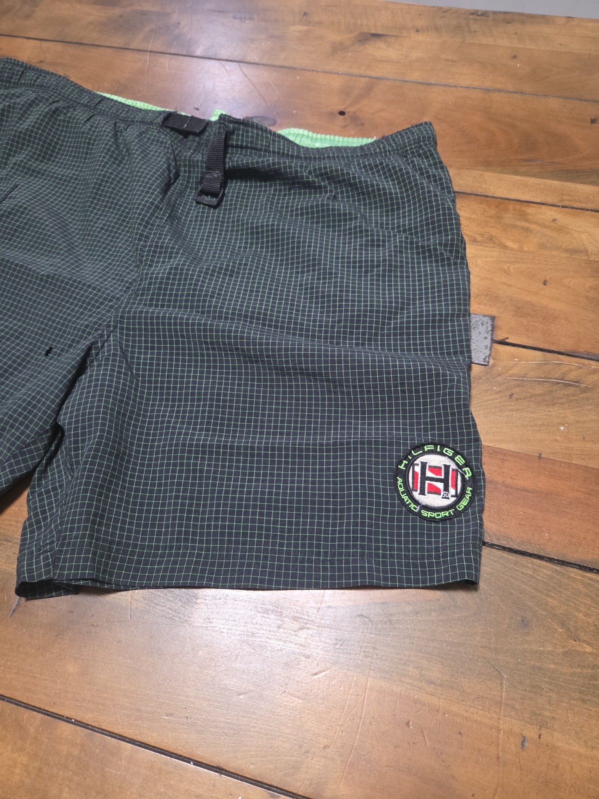 Vintage 90s Tommy Hilfiger Aquatic Sport Gear Swim Shorts Grid Plaid Mens L FLAW image 5