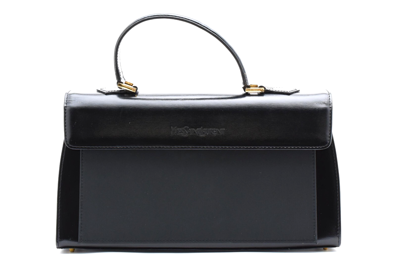 Borsa a mano Yves Saint Laurent in pelle verniciata nera vintage YSL autentica