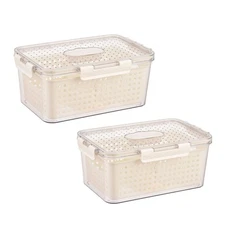 Colander Food Storage Box Produce Saver Container With Lid Fridge Organizer 