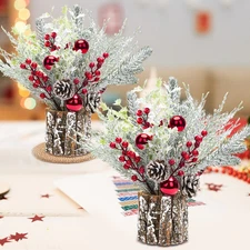 2 Pack Christmas Table Decorations, 14 Inch Christmas Centerpiece Small Potted C