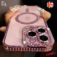 For iPhone 17 16 15 14 13 12 Pro Max Glitter Diamond Transparent Case Soft Cover