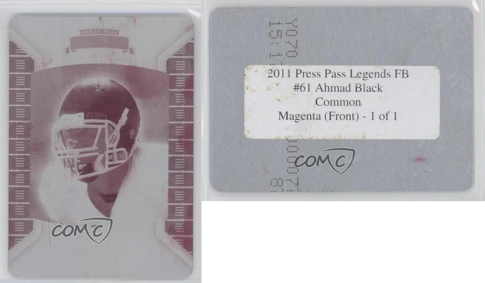 2011 Legends Printing Plate Magenta Front 1/1 Ahmad Black #61 Rookie RC 0f3 - Image 3 of 3