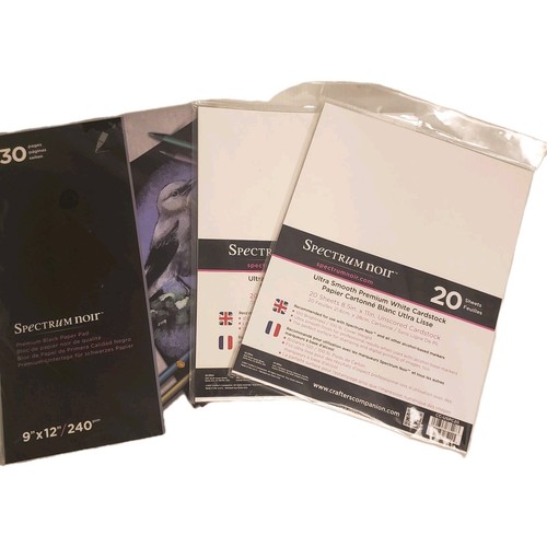 Spectrum Noir Cardstock Paper Lot Of 3 White Black 70 Count 9x12 8.5x11