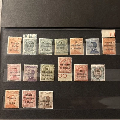 Briefmarken Italien 1919 mit Aufdruck. ersten 2 reihen Postfrisch.3 Reihe ungebr - Bild 1 von 2
