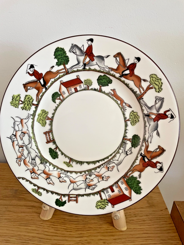 Retired Lot 3 Coalport Fox Hunting Scene 8" Salad Plate England - Picture 4 of 9