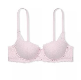 Victoria&rsquo;s Secret Bra Light Tulip Pink Bling Lace Balconette & Panty Set 36C / L