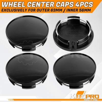 KitsPro 4x 2.5Inch Wheel Center Caps for Dodge RAM 6KF18TRMAA 63mm Gloss Black