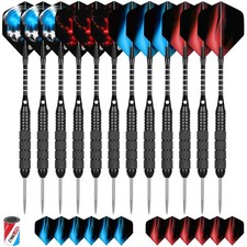 CyeeLife 12 Pack Steel Tip Darts, Professional Metal Dart Set with 12 Premium...