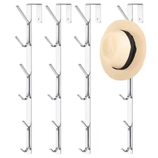 4-Pack 14'' Metal Over The Door Hooks Hanger with 6 Hooks for Hats Coats