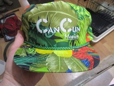 Vintage Can Cun Mexico Jungle Motif 5 Panel Snap Back  Truckers Baseball Cap Hat