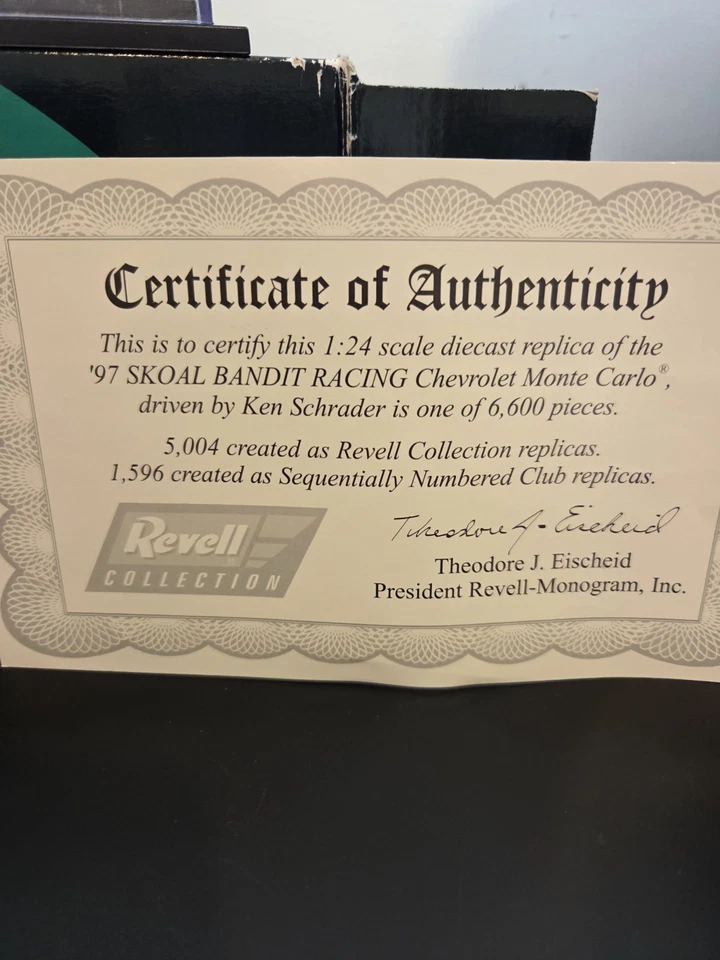 Revell Diecast 1:24 Scale 1997 Ken Schrader #33 Skoal Bandit Monte Carlo W/COA - Image 2 of 4