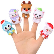 FOIMAS Christmas Finger Puppets,5pcs Santa Claus Snowman 2.95X1.97 Inches