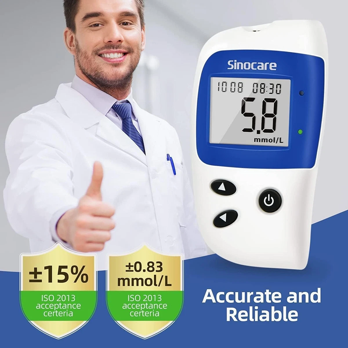 Sinocare Safe-Accu2 kit para medir la glucosa en sangre con 50 tiras reactivas