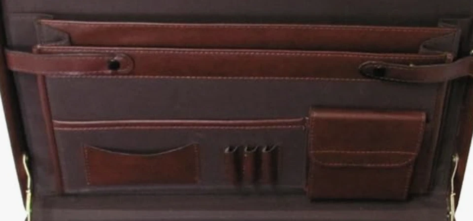 Estuche Amerilether grande expandible de imitación de cuero (#2894-89) marrón Foto 4 de 4