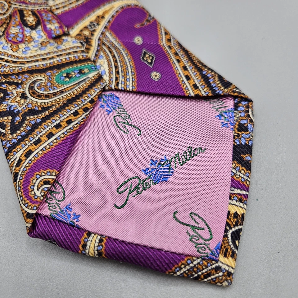 Corbata de cuello Peter Millar para hombre multicolor vibrante cachemira 100 % seda hecha en Italia Foto 3 de 4