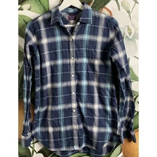 Untuckit Shirt Size 0 100% Cotton Button Front Plaid Long Sleeve Shirt