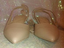 Beige / Nude Arromic Pointed Toe Kitten Heels Slingback Pumps for Women Size 6.5