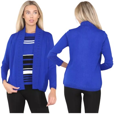 Women Top Knitted Long Sleeve Twin Set Women Open Front Cardigan in1  Sweater UK - Main Image