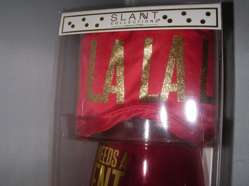 Slant 20oz w/ Silent Night eye mask barware drinking glass acrylic vessel Red - Picture 4 of 7